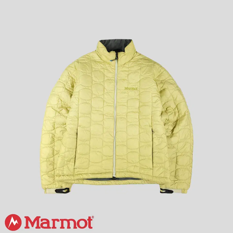 MARMOT 마모트 라임 그린 로고자수 물결퀼팅 기모 패디드 폴리 패딩